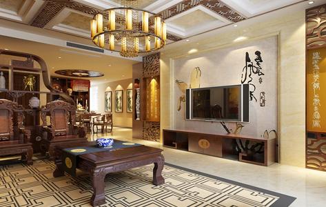 中海熙岸中式风格装修效果图 - 主笔中海熙岸180㎡五居室设计方案