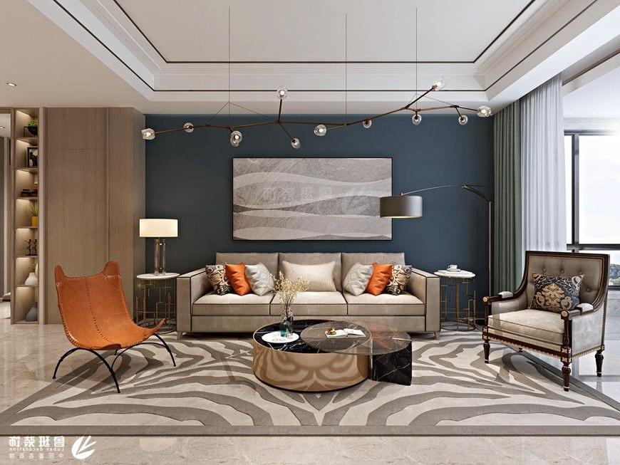 雅居乐湖居笔记,美式轻奢风,客厅沙发背景墙设计