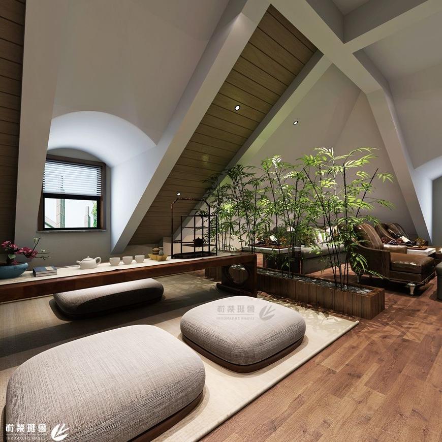 蔷薇溪谷,新中式风格效果图,茶室设计