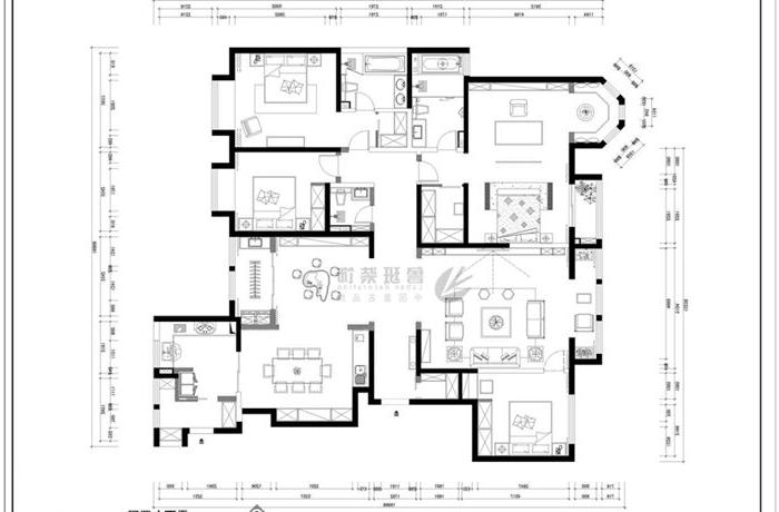 西安万达ONE270㎡四居室中式风格装修效果图-张锋设计作品